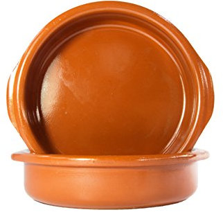 2 x 17cm Spanish terracotta dish with handles cazuela