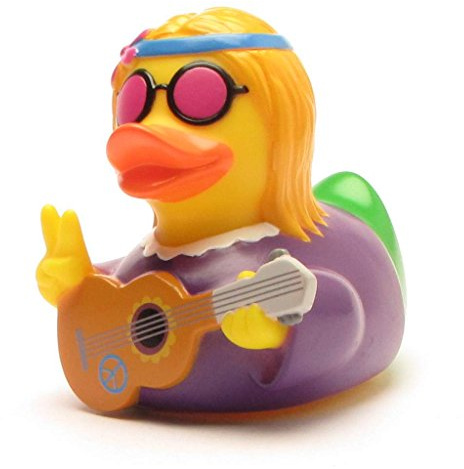 Duckshop I Badeente Hippie Frau I Quietscheente I Quietscheentchen I Geschenk für 70er-Fans I Präsent Sammler
