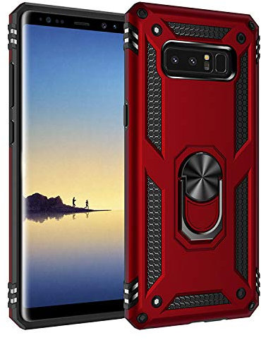 BestST Galaxy Note 8 Hülle für Samsung Galaxy Note 8 Schutzhülle 360 Grad Drehbar Ringhalter mit Magnetischer Handyhalter Auto Handy hülle + Displayschutz - Rot