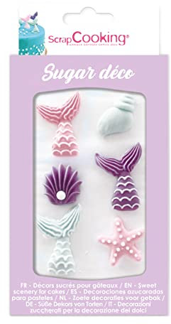 SCRAP COOKING Décosucres Sirène - Décor Sucrés pour Gâteaux, Pâtisseries,15 g - 7012