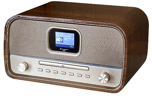 Soundmaster Highline DAB970BR Retro-Kompaktanlage – Stilvolle Stereoanlage mit integriertem DAB+ und UKW-Radio, CD-Player (unterstützt MP3), USB, Bluetooth, Farbdisplay, Weckfunktion, AUX-IN