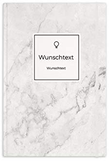 printplanet® - Notizbuch mit Name oder Text selbst gestalten - A5 Tagebuch personalisieren und bedrucken - Motiv: Marmor