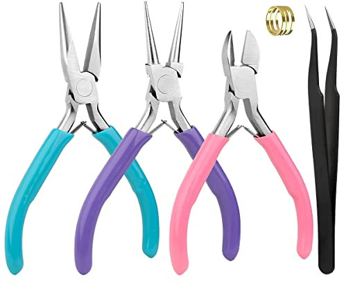 CKJ 5 unidades DIY herramientas de joyería herramientas juego de alicates mini alicates para la fabricación de joyas alicates de cadena alicates redondos alicates puntiagudos alicates diagonales