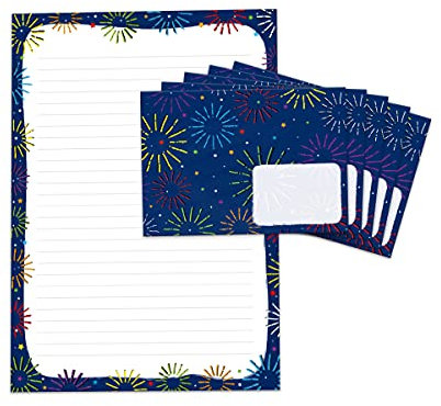 Briefpapier-Set für Kinder Mädchen Jungen Briefblock liniert mit Umschlägen Umschlag (Block A4 mit 25 Blätter + 15 Umschläge)