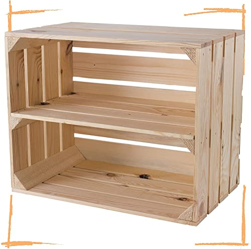 Cajas de madera vintage en cajas de frutas, cajas de manzanas, decoración con cajas de vino, color blanco, natural, negro y gris, 50 x 40 x 30 cm, con cajón, estante para zapatos, estante intermedio