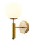 EKSED Applique murale en boule de verre blanc de 150 mm, globe en verre blanc avec applique murale à base en laiton doré (Or)