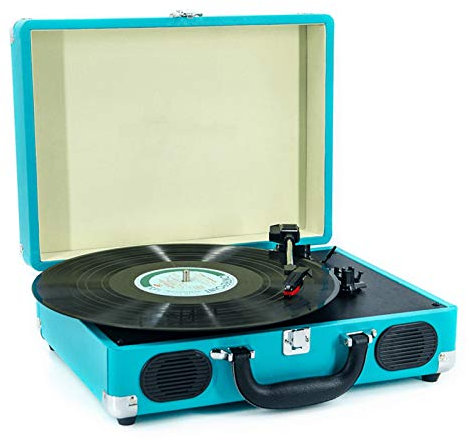 Giradischi con Altoparlanti, Giradischi dal Design Vintage a Valigia, Giradischi in Vinile Giradischi a 3 velocità, Supporta l'uscita RCA AUX in Cuffia per la Decorazione Domestica