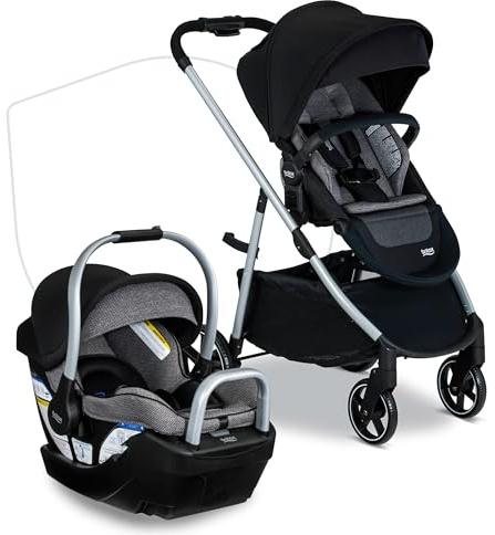 Britax Willow Grove SC Travel System, Infant Car Seat Stroller Combo with Willow SC Infant Car Seat, Alpine Base, and Grove Stroller; ClickTight Technology, SafeWash & StayClean Fabrics — Pindot Onyx