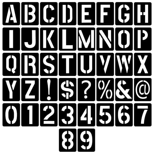Buchstaben Schablone 42 Stück Wiederverwendbare Buchstaben Schablone Set 10cm Waschbar Zahlen Zeichen Schablonen Kunststoff Alphabetschablone für Holzschilder Malerei DIY und Handwerk