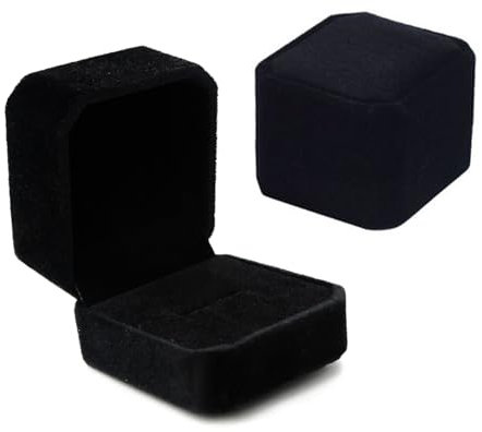 Rjayaa Ringbox Ringschatulle Verlobung Ringschachtel Ring Verlobungsring Box Ringbox Hochzeit Samt Ringkästchen Schmuck Etui Schwarz