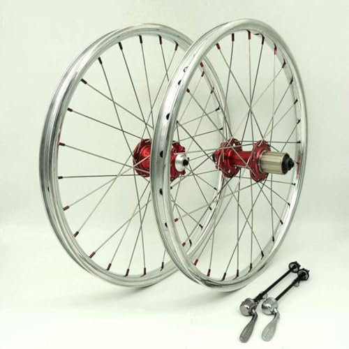FURAHI Fahrrad Rad Set 20 Zoll BMX Fahrrad Rad Set 406 Mm Silber Beach Cruiser Fahrrad Vorder- und Hinterrad Stahl 28H QR für 8/9/10 Geschwindigkeit Kassette.
