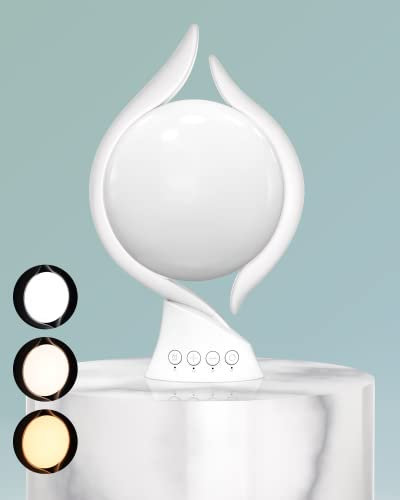 HIBOITEC 10000 Lux Tageslichtlampe Schreibtisch, UV-Free Lichttherapie Lampe mit 5 Einstellbare Helligkeitsstufen & Weiß/Warm Weiß/Warmes Licht & Timer, Sonnenlicht Lampe gegen Depressionen Sad lamp