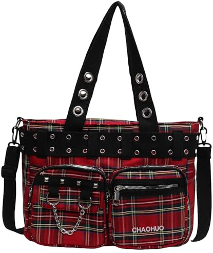 Makukke Y2K Tote Bag for Women Canvas Shoulder Bag Gothic Bag Skull Handbag for Work Office Travel