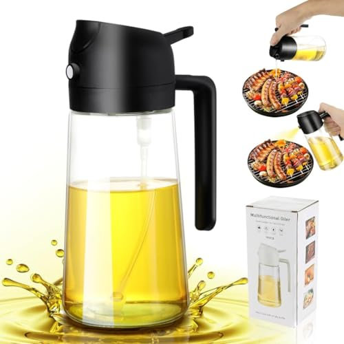 Yazdan 2-in-1 Glass Oil Sprayer & Dispenser - Perfect for Cooking, Grilling, Baking, Salad Dressing, Healthy Cooking, BBQ - 4.7 oz, Glass & Plastic, Reusable Sprayer Bottle
