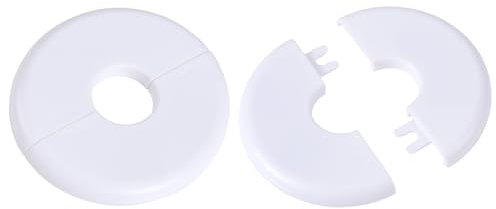 2pz Flangia Divisa a Parete, Piastra di Scudetto Rotonda in ABS Piastre di Copertura Idraulica per Diametro 23mm Accessori Decorativi per Rubinetti per Tubi (Bianco)