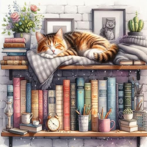 Acudotr Katze Diamond Painting Erwachsene Set, 5D Diamant Painting Kits Bilder für Erwachsene, DIY Diamant Malerei Diamond Art Kits Set für Wanddekor, 30x30cm