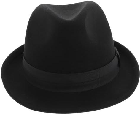 Generic Jazzhatt Fedorahattar Hög Hatt För Barn Ull Fedorahatt För Kvinnor Dresshattar För Män Barnhattar Bredbrättad Fedorahatt För Barn Herr Fedora Svart Topphatt För Kvinnor