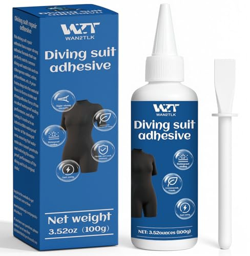 WAN2TLK Wetsuit Repair Kit, 100g Wetsuit Glue & Applicator, Quick Permanent Fix Wader Patch Kit for Wetsuits, Neoprene, Diving Suits, Waders