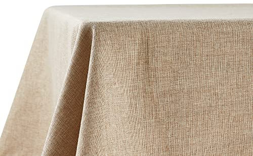 Decomira Tischdecke wasserabweisend Leinen-Optik - Fleckschutz, abwaschbar - Garten-Tischdecke Outdoor, Tischtuch Esstisch - Natur Beige - 130x180 cm