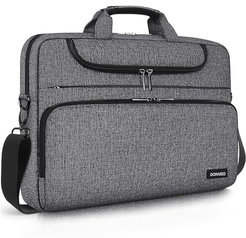 DOMISO Sacoche Ordinateur 17 Pouces Imperméable Pochette PC Portable Sac à Bandoulière Homme Business pour 17-17.3 Notebook/Dell/Lenovo/Acer/HP/MSI/ASUS, Gris Foncé＋Noir
