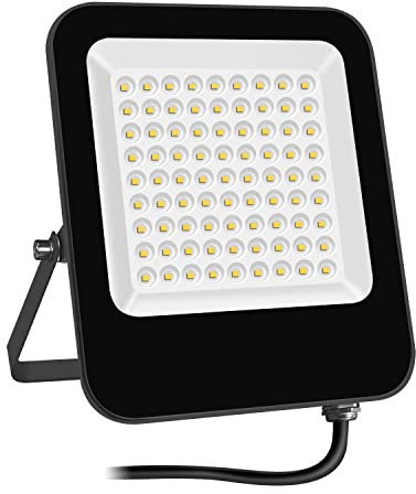 Tayire 50W Faretto led da Esterno, Potenti luci a LED 5000LM, Fari di sicurezza 3000K Bianco Caldo, Impermeabile IP65, Potente LED da Esterno per Giardino Cortile Garage Piazza