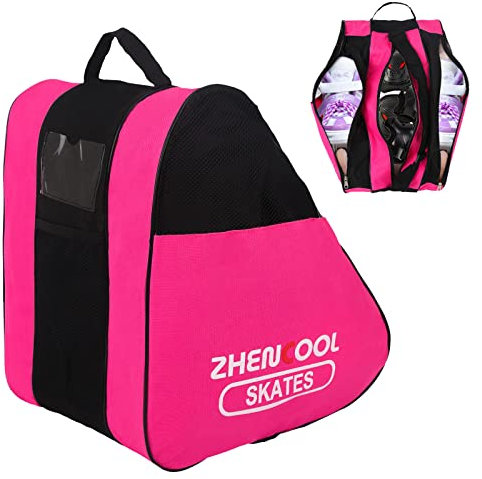 GLAITC Inliner Tasche Rollschuhe Schlittschuhtasche mit Verstellbar Trageriemen Skischuhtasche für Kinder/Erwachsene Herren Damen Pink
