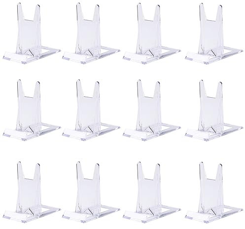 Molyorch 12 Pezzi Porta Piatti da Esposizione, Portapiatti in Plastica, Espositore da Cavalletto, Supporto Libri Acrilico Trasparente, per Visualizzazione Delle Carte, Posizionamento Libro