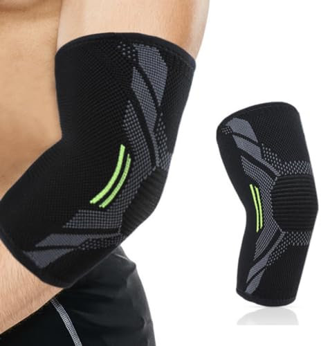 WMUVAZA Tutore A Compressione Per Gomito, Tutore Epicondilite Gomito, Fascia di Compressione, Gomitiere Palestra per donna uomo, per tennis, badminton, per Protezione Braccio, nero, M