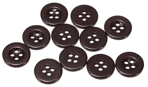 sourcing map 10pcs 20L Sewing Buttons 1/2(12.5mm) Resin Round Flat 4-Hole Craft Replacement Buttons for Coats Sewing Clothing and DIY, Dark Brown