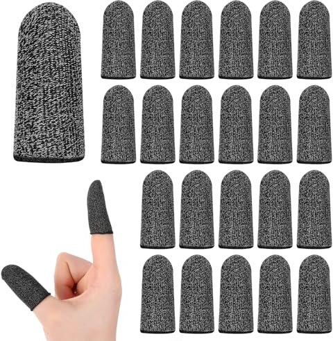 20 Stück Gaming Finger Sleeve- Silberfaser Finger Sleeves-Ultradünne Fingerlinge mit Schwarzem Rand-Schweißfeste Touch fingersleeves Zubehör-für Alle Touchscreen