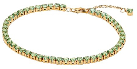 PANDORA Funkelndes Grünes Tennisarmband aus 14 Karat Vergoldung, mit Kristallen verziert, aus der Timeless Kollektion, Länge: 16 cm, 561469C02-16