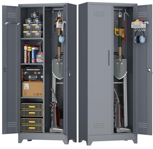 STEELIST Armoire à balais en métal 1,6 cm gris