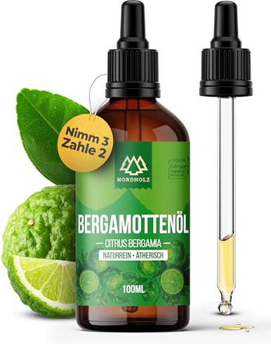 NORDHOLZ® [100% naturrein] – Frisch & spritzig, ätherisches Öl in Pharmaqualität aus Kaltpressung – Vegan, laborgeprüft – Für Sauna, Diffusor & Aromatherapie (15 ml (1er Pack), Bergamotte)