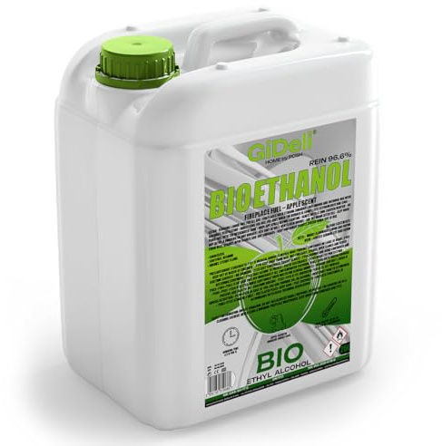 GiDeli Bioetanolo, profumo di mela, 25 l, 96,6% etanolo, per camini interni ed esterni, senza fumo e fuliggine, da mais e barbabietola da zucchero
