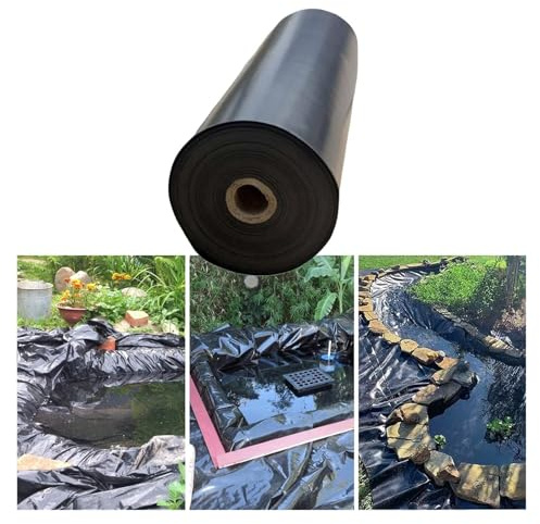 Fieltro de Fondo de Estanque HDPE Negro Resistente Impermeable y Duradero para la construcción de proyectos hidráulicos Lagos Artificiales cisternas 6m x 6m(4x9m)