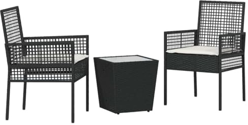 Genérico Set Bistro da Giardino 3 PCS Nero Poly Rattan,Nero,16.68kg,3334955