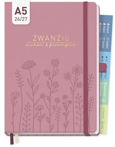 Häfft® Chäff-Timer Premium Kalender A5 2026/2027 Fine Flowers Rosé