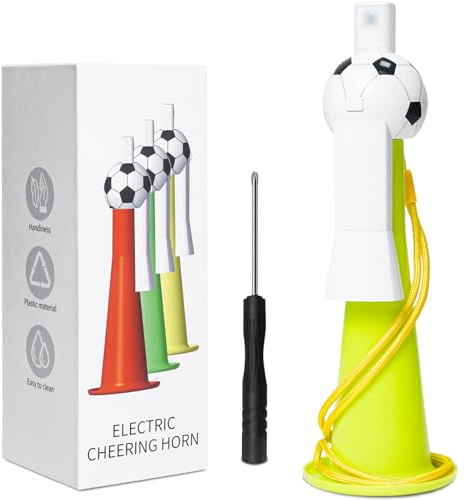 ZONSUSE Elektrisk trödning, fläkt infektor tupe, fotboll bullermakare, batteridriven Vuvuzela, för arenan, fotbollsfångstångar, Bundesliga, Champions League, WM Party, EM känsla (gul)