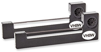 vhbw 2X Farbband Schriftband kompatibel mit Sharp PC 1211, PC 1600, PC 1500 Nadeldrucker, Bondrucker - Schwarz