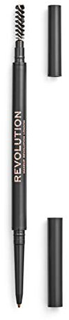 Makeup Revolution, Precise Brow Pencil, matita per sopracciglia a doppia estremità e pennello a rocchetto, punta fine, marrone, 9g