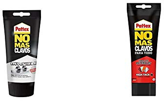 Pattex No Más Clavos Invisible, Pegamento Transparente, 120 g + No Mas Clavos Para Todo HighTack, Adhesivo de Montaje, Blanco, 340 g
