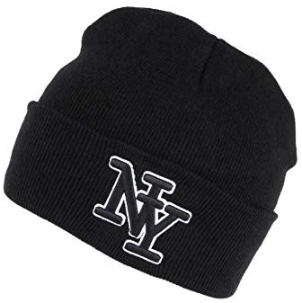 Hip Hop Honour - Berretto NY per bambini, colore: nero e bianco, 3D, in morbida lana, da 7 a 12 anni Nero taglia unica