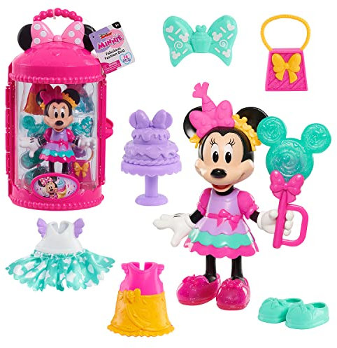 Just Play Minnie Mouse Fabulous Fashion 14-piece Age 3+ Sweet Party Doll and Accessories, Kids Toys for Ages 3 Up
