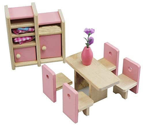 Uposao Jouet en Bois Meubles pour Maison de Poupée - Ensemble de Mobiliers de Chambre des Enfants Miniature Enfant Jouets Cadeaux Miniatures Scène Modèle Accessoires Props