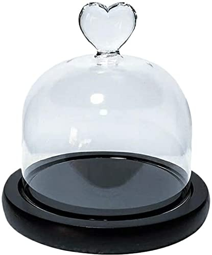 TSTSM Heart Cake Plate with Lid Rose Glass Dome Glass Bell Glass Cheese Dome Cake Bell Cake Dome Food Dome Cover Cake Covering Hood for Miniature Ornament Dessert Stand-2Pcs