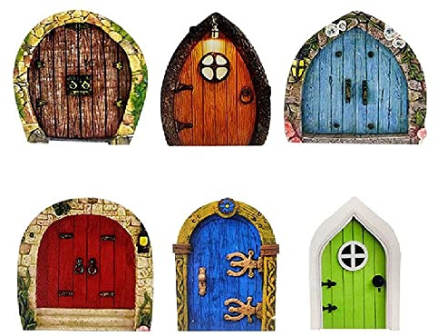 SagaSave 6 st träälva dörr miniatyr älva dörr mini dörrformade trädelar älvdörrar för trädgårdsträd hem kontor