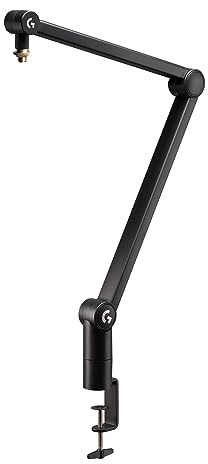 Logitech G Compass Premium Broadcast Boom Arm for Microphone, Internal Springs, Desktop Clamp and Built-in Cable Management, For Recording, Gaming, Streaming - Black