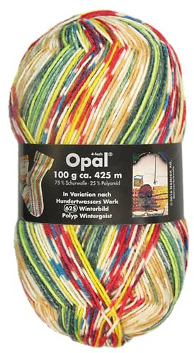 Frida's Wollhaus Opal 100 g Hundertwasser Sockenwolle 4-fach Strümpfe Socken Stricken 24 Farben (2104 | Winterbild - Polyp – Wintergeist)