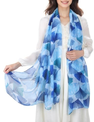 Lamca Scarf for Women UK - Ladies Scarves Lightweight Floral Print Long Scarfs Shawl Wrap
