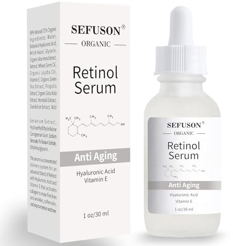 Retinol Serum, High Strength Anti-aging Serum with Hyaluronic Acid & Vitamin E, Face Serum, for Wrinkles, Pigmentation, Fine Lines & Sensitive Skin.1Oz